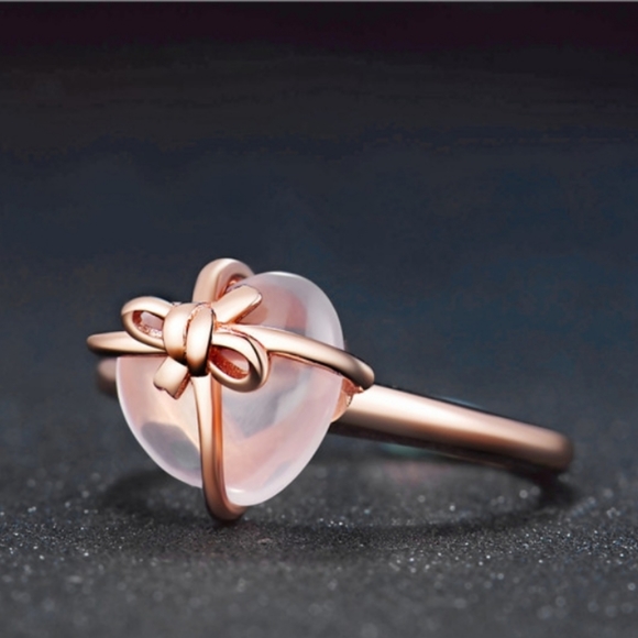 💎NEW💎 18K 925 ROSE QUARTZ GIFT OF MY 💓 RING - Picture 3 of 8